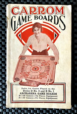 CARROM GAME BOARDS 1923 ARCHARENA GAME BOARDS DIRECTIONS STYLE D AND E BOOKLET - Image 1 of 4