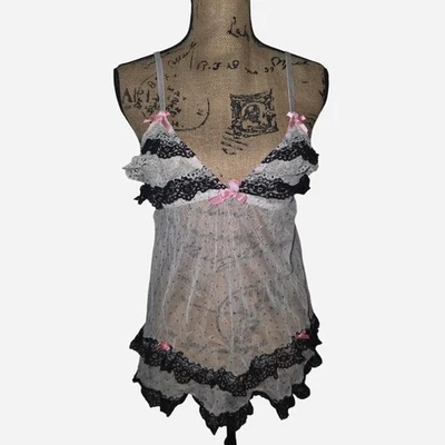 Black Fuchsia "Secret Lace" Babydoll Lingerie Dress Size Medium - Image 1 of 3