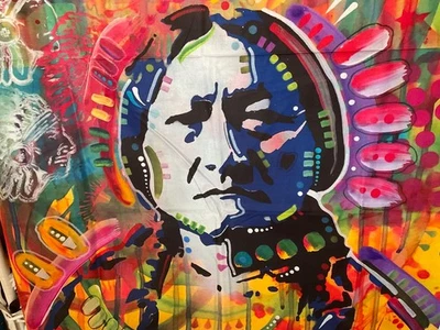 David Textiles  Native American Sitting Bull Panel 44”x36” Long OOP RARE!!! - Image 1 of 2