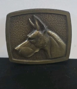 Bergamotte Messing Dobermann Hund Gürtelschnalle D-50 Vintage 1975 USA - Bild 1 von 5