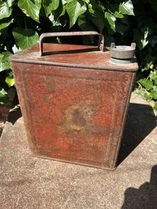 UNRESTORED Vintage Petrol Fuel Can Brass Lid Cap Garage Prop Classic Car 1945 - Picture 1 of 7