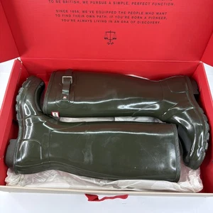 Hunter Original Tall Rain Boots Gloss Dark Olive Women's Size 9 - Picture 1 of 2