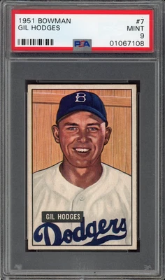 1951 Bowman #7 Gil Hodges PSA MINT 9 (None Graded Higher) - Image 1 of 3