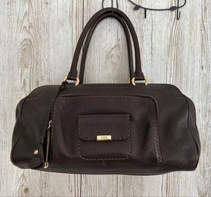 Bolso TOD'S Mini Boston Cuero Genuino Marrón Oscuro Dorado Herrajes Logo Placa Mujeres - Imagen 1 de 15