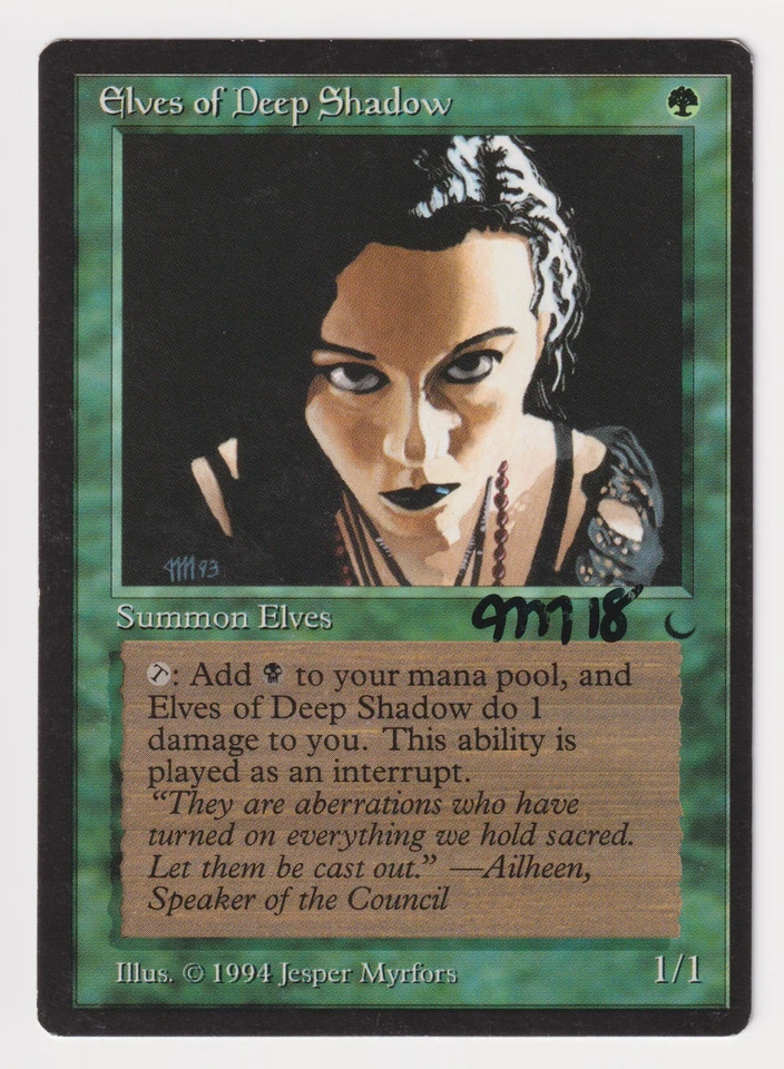 Signed Elves of Deep Shadow HP The Dark Artist Jesper Myrfors MTG Magic Vintage! - Image 1 of 2