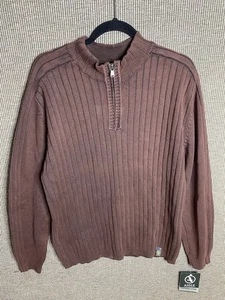AIGLE Mens NWT XL 1/4 Zip Collar Pullover Sweater Shirt Large Brown HTF RARE - Picture 1 of 12