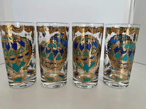 Set of 4 Georges Briard 22k gold Hot Air Balloon high ball glasses/Vintage Rare - Picture 1 of 17