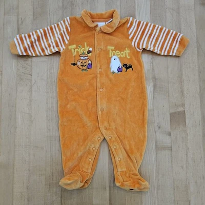 First Moments Baby Size 3-6 Months Orange Halloween Trick or Treat Sleeper - Image 1 of 4