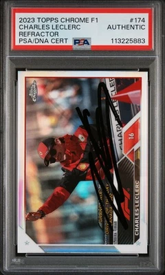 CHARLES LECLERC SIGNED F1 TOPPS CHROME REFRACTOR TRADING CARD 2023 PSA AUTHENTIC - Image 1 of 2