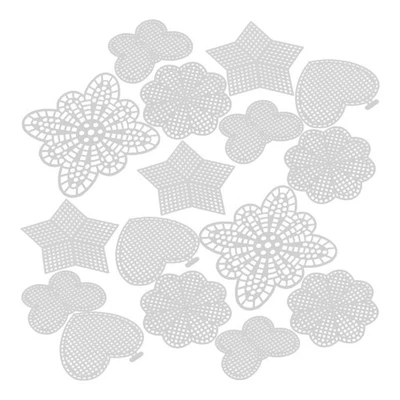  Lot de 25 feuilles de maille en plastique pour broderie, cœurs, étoiles, - Image 1 of 4