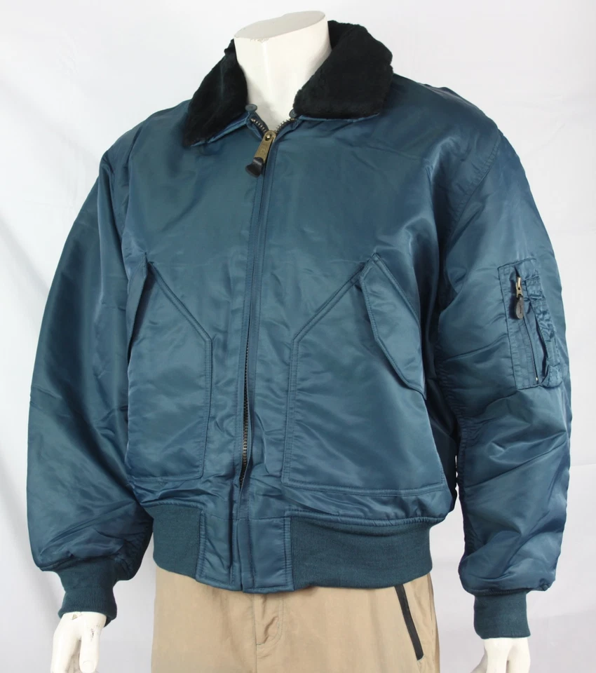 Jaqueta bombardeiro Highlander MA2 gola de pele sintética acolchoada azul quente - Imagem 1 de 4
