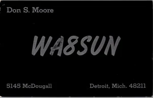 Radio Postkarte - WA8SUN - DETROIT, MICHIGAN - Bild 1 von 2