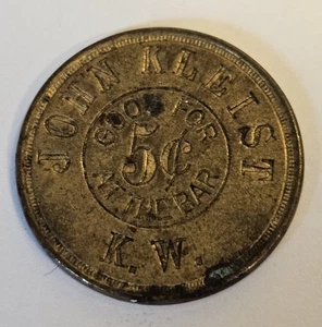 Antique John Kleist Kenosha, WI Brass Good For Token #1612 - Picture 1 of 2