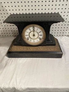 Antico orologio Ansonia a mantello in ghisa bellissimo orologio ricambi o riparazione - Foto 1 di 19