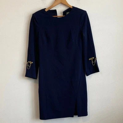 Vestido Vince Camuto Broche Abeja Azul Marino con Detalles Dorados Talla 12 Foto 1 de 4