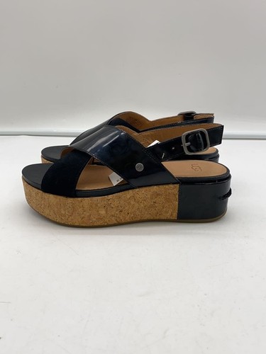 Sandali UGG Australia 23 5 cm in pelle verniciata nera F20019A