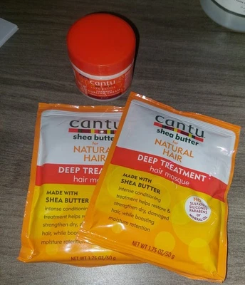 Mascarilla tratamiento profundo manteca de karité cantu paquete de 2 y crema rizadora Foto 1 de 2
