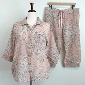 Papinelle Silk/Cotton Floral Lightweight Matching Pajama Set - Picture 1 of 10