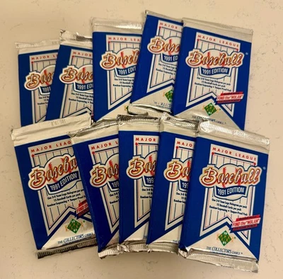 10 PAQUETES - 1991 Tarjetas de béisbol de cubierta superior selladas sin abrir Encuentra el "NOLAN" Foto 1 de 2