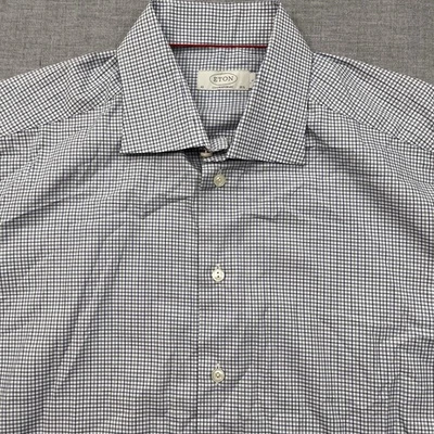 Camisa de vestir contemporánea Eton para hombre 16,5 42 grande blanca a cuadros algodón York Foto 1 de 4