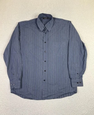 Рубашка мужская Canali средний размер синяя полоса сделано в Италии 100% хлопок платье - Изображение 1 из 4