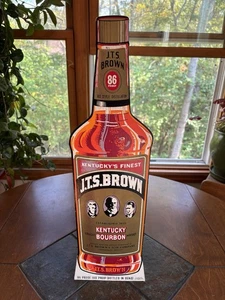 Vintage J.T.S. Brown Bourbon Whiskey Cardboard Sign Bar Top Store Display Rare! - Picture 1 of 11
