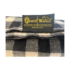 WOOLRICH PEARCE piccola coperta GETTA a scacchi nero bianco 58x57" lana classica USA - Foto 1 di 16