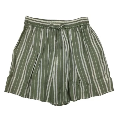 Pantalones Cortos Mujer BCBGeneration Marfil Oliva Rayas Cintura Elástica Extra Pequeños XS NUEVOS CON ETIQUETAS Foto 1 de 3