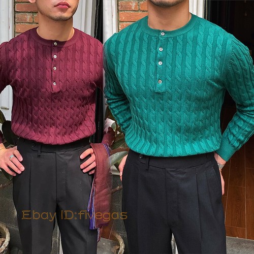 OFF WHITE T shirt uomo stile britannico a maniche lunghe casual vestibilità calda lavorata a maglia pullover