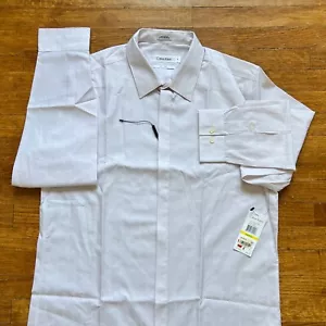 VTG Calvin Klein Refined Dress Shirt Men M 15-15.5 White Wrinkle Free Stripe $80 - Picture 1 of 15