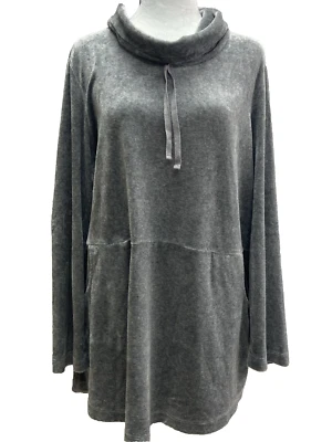 Pure Jill Sweater Womens Extra Large Gray Silver Stretch Velvet Cowl Neck Relax - Image 1 of 4
