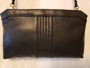 Vintage Toni Handtasche schwarz Leder Clutch abnehmbarer Schulterriemen - Bild 1 von 7