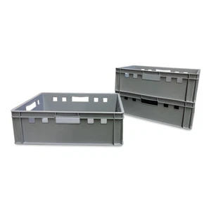 3 x Eurofleischkiste E2 Lagerkiste Metzgerkiste Box Behälter stapelbar grau - Bild 1 von 1