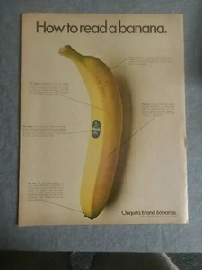 Vintage Ephemera: Collectible 1968 Print Ad/ How to Read a Banana  - Picture 1 of 3