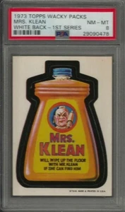 Tarjeta 1973 Topps Wacky Packages Mrs. Klean primera serie reverso blanco PSA 8 casi nueva-como nueva - Imagen 1 de 1