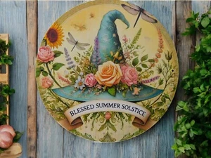 Blessed Summer Solstice Metal Tin Sign 8x8 Pagan Litha Decor - Picture 1 of 10
