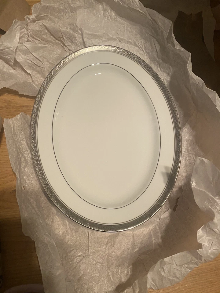 NORITAKE CRESTWOOD PLATINUM 4166 ONE LARGE OVAL SERVING PLATTER 14”  NEW - image 1 of 4