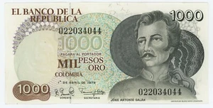 Colombia 1000 Pesos 1-4-1979 Pick 421.a UNC Uncirculated Banknote - Picture 1 of 2