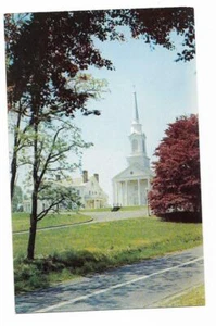 Cartolina d'epoca New Jersey cromata banca rossa prima chiesa presbiteriana torre collina - Foto 1 di 2