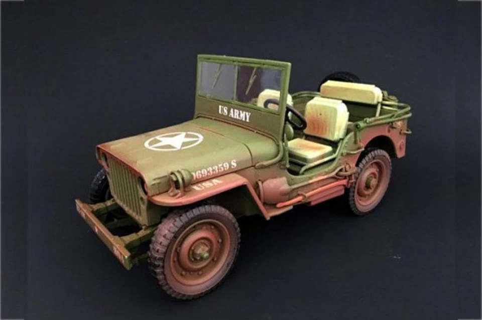 ARMY JEEP VEHICLE US ARMY DIRTY VERSION 1/18 DIECAST CAR AMERICAN DIORAMA 77404 - Image 1 of 1
