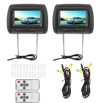 12V Universal Paar 7 Zoll HD Monitor Kopfstütze LCD Headrest Display Spieler DC - Bild 1 von 4