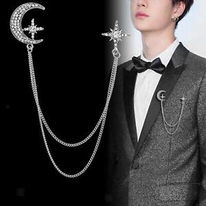 Tassel Chain Brooch Suit Collar Pin Lapel Pin Men suits Hanging Chains Collar