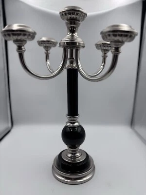 Candelabro de mesa de 5 velas negro/plateado para decoración del hogar Foto 1 de 4