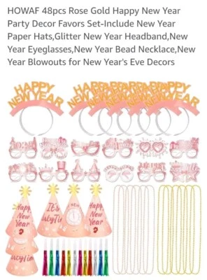 Mega Paquete Favor Año Nuevo, Suministros para Fiesta, 48 Piezas Oro Rosa Am Estante  Foto 1 de 2