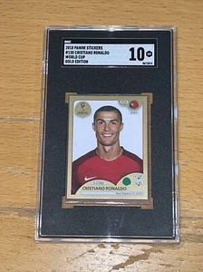 2018 Panini Stickers World Cup GOLD SGC 10 POP 1 Highest Cristiano Ronaldo - Picture 1 of 2