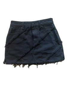 ALEXANDER WANG Bite Skirt Frayed denim skirt Black 25 Waist - Picture 1 of 4