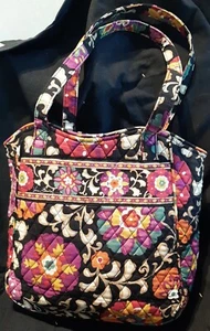 Bolso de Mano Vera Bradley Suzani Patrón Floral Negro/Púrpura/Rosa Acolchado BOHO Nuevo - Imagen 1 de 12