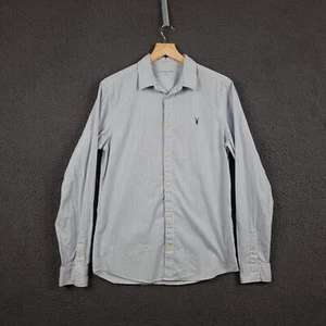 ALLSAINTS Shirt Mens S Small Blue Striped Slim Fit Long Sleeve Brookheaven LS - Picture 1 of 9