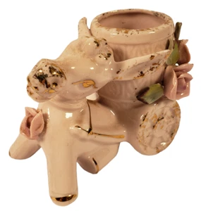 Vintage Pink Mini Planter Donkey Wagon Flowers Succulent Air Plant Baby A34 # - Picture 1 of 6