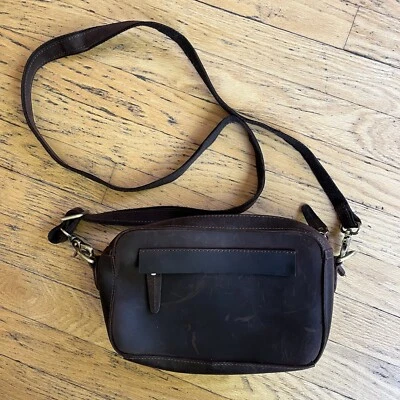 Bolsa de bolso dupla de couro vintage Tiding casual alça de ombro tiracolo masculina nova sem etiquetas - Imagem 1 de 4